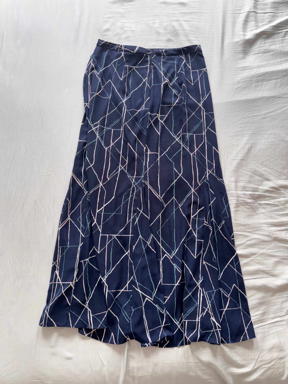 Banana Republic Navy Maxi Skirt with Pink and Light Blue Abstract Lines